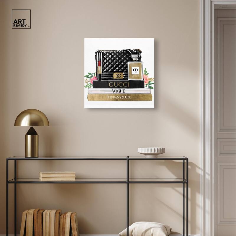 Luxury Paris Handbag and Books Canvas by Art Remedy, Gallery Wrapped