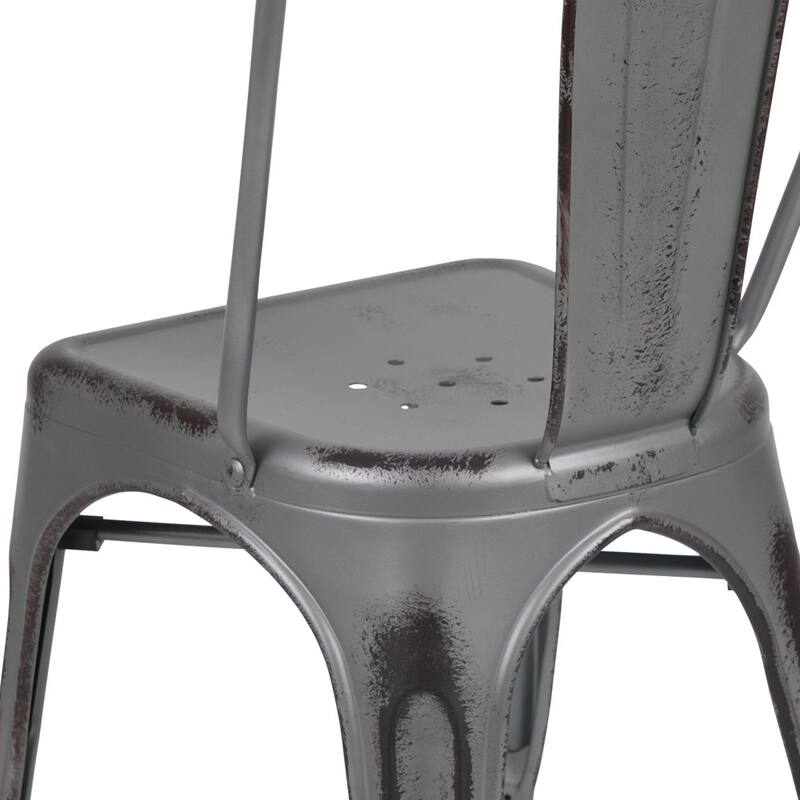 Distressed Metal Indoor/ Outdoor Stackable Chair