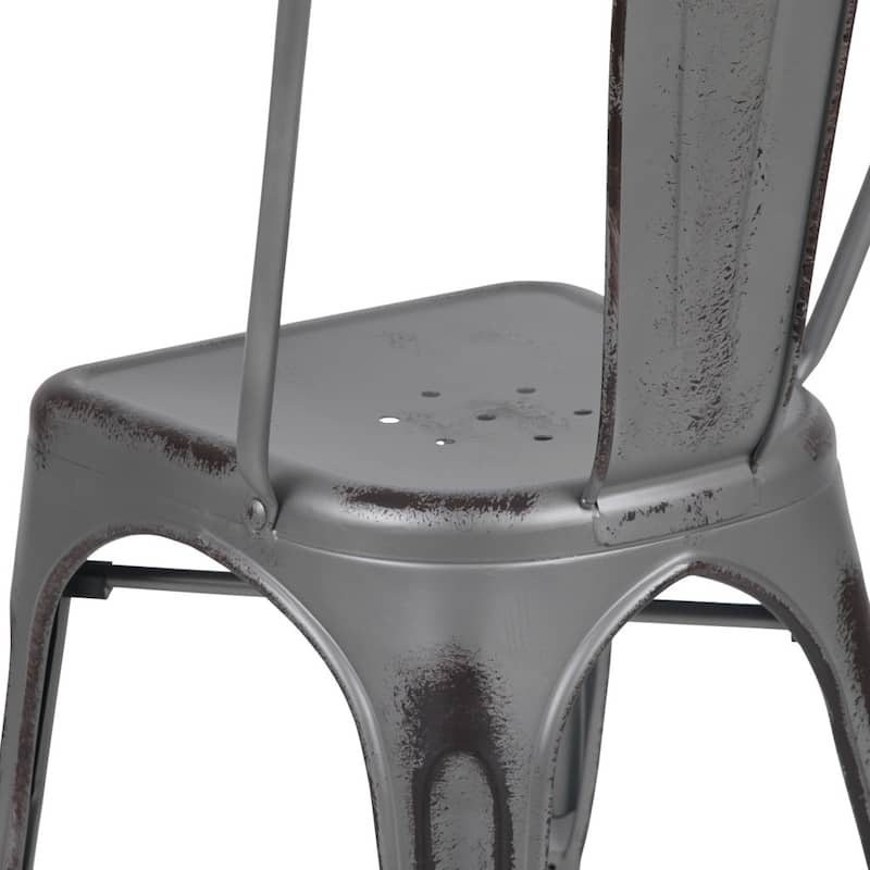 Distressed Metal Indoor-Outdoor Stackable Chair - Kitchen Furniture