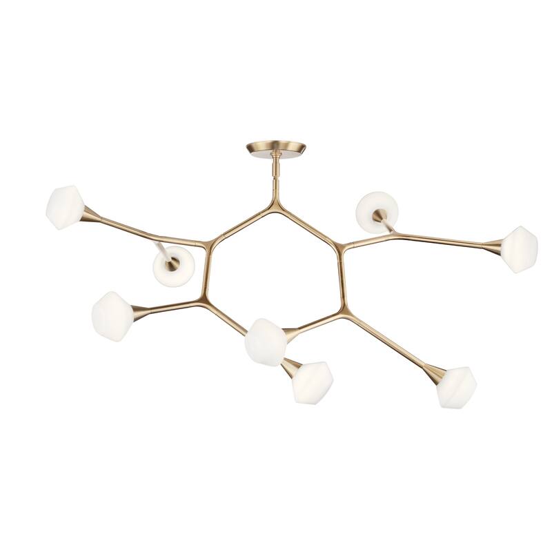 Cassius 52.5 Inch 8 Light Convertible Chandelier with Opal Glass in Champagne Bronze