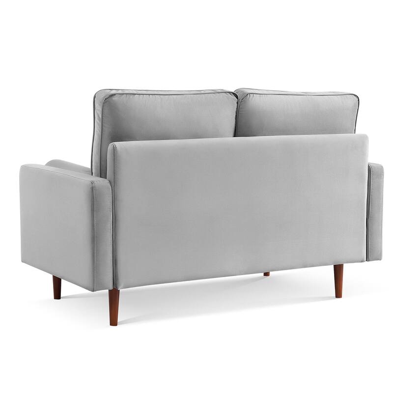 HomeRoots 57" Gray And Dark Brown Velvet Loveseat and Toss Pillows - 57.00 in. x 37.00 in. x 32.00 in.