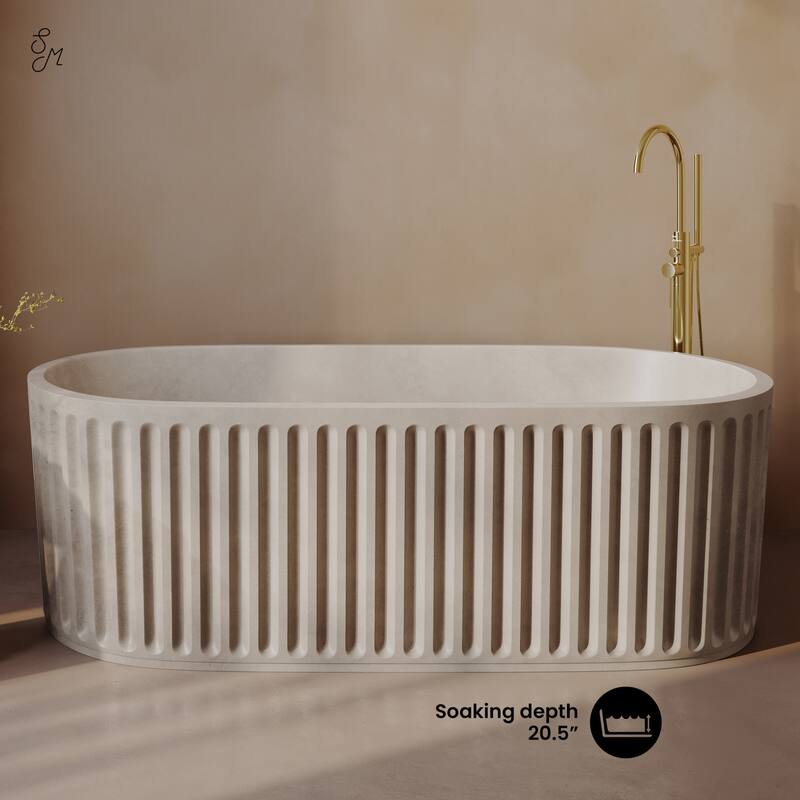 Delice 67" FreestandingConcreteBathtub In Sand, Drain Included