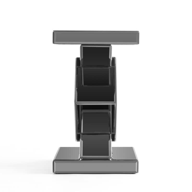 Modern Mirrored Glass Top End Table with Crushed Diamond