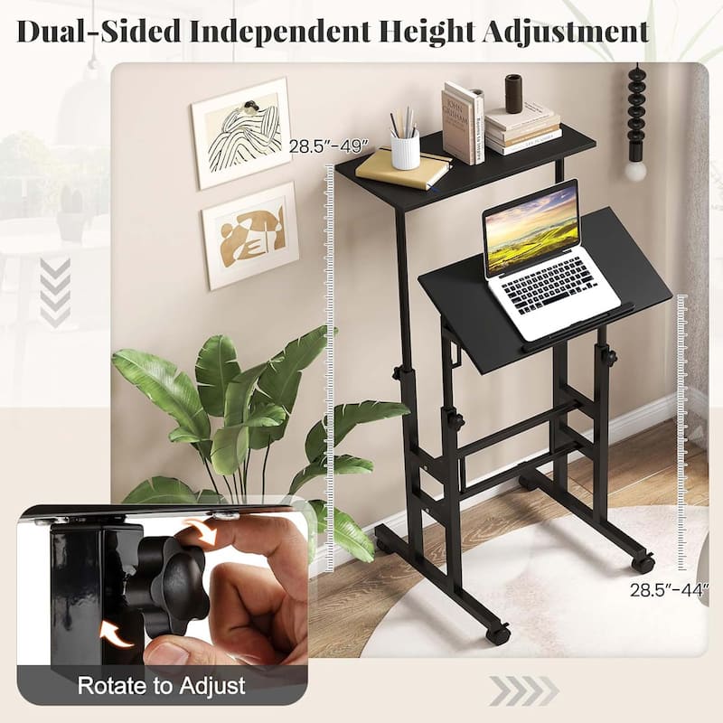 Height Adjustable Sit-Stand Desk Rolling Laptop Stand & Workstation