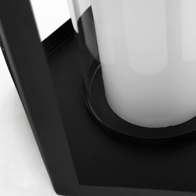 Balley Matte Black Metal Hexagonal Candle Holder Lanterns (Set of 2)