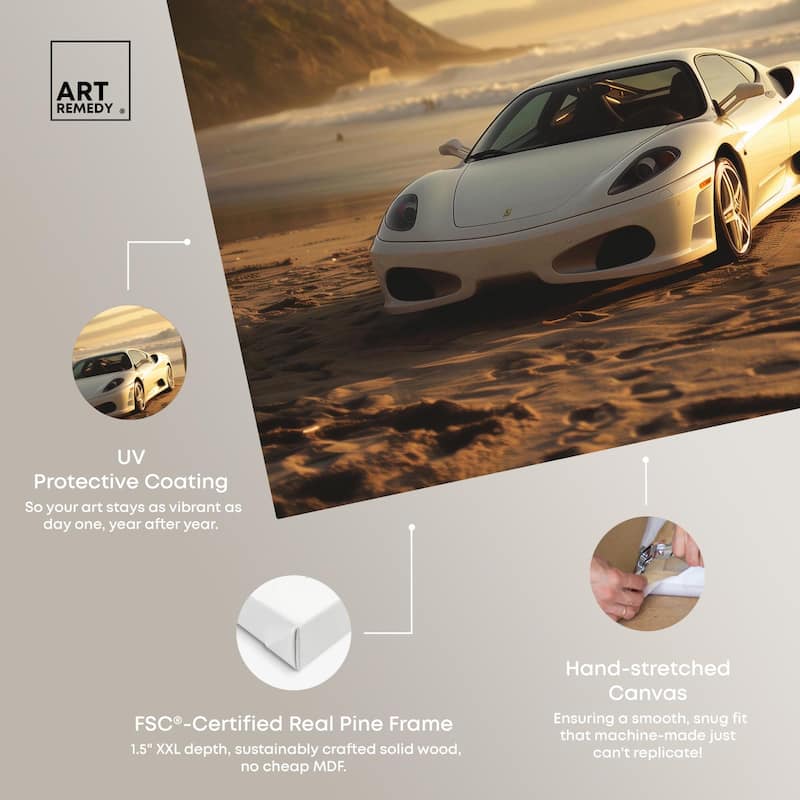 Sunset Beach Drive Canvas by Art Remedy, Gallery Wrapped