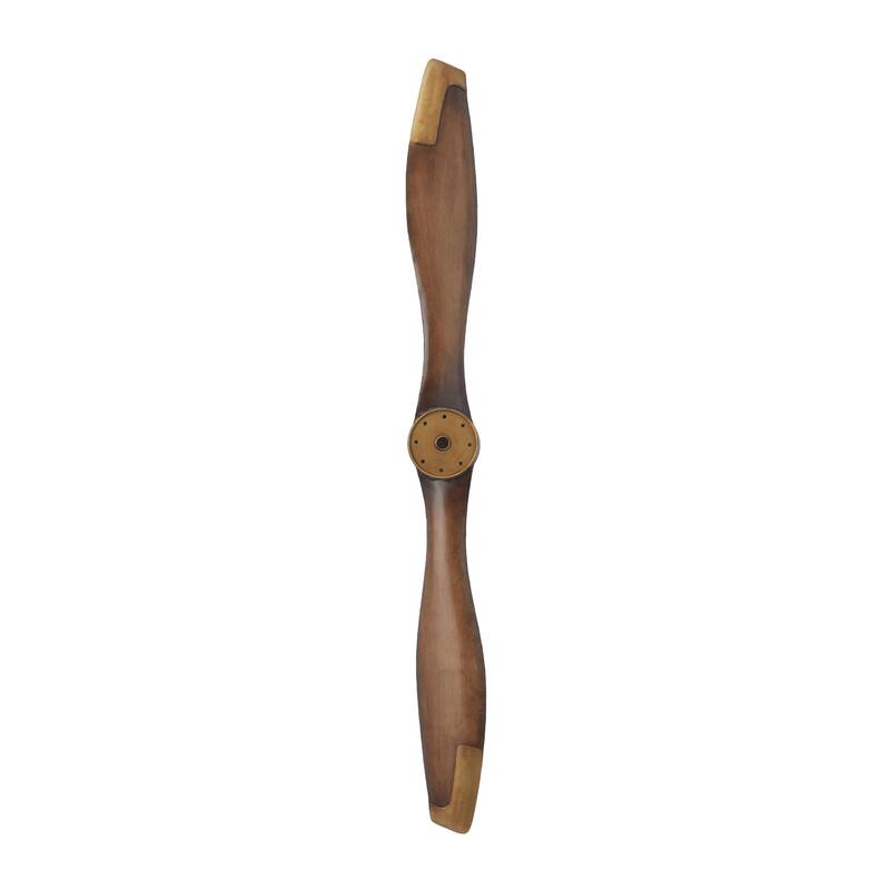 Metal Airplane Propeller 2 Blade Home Wall Decor with Aviation Detailing - Brown - Roche River Decor