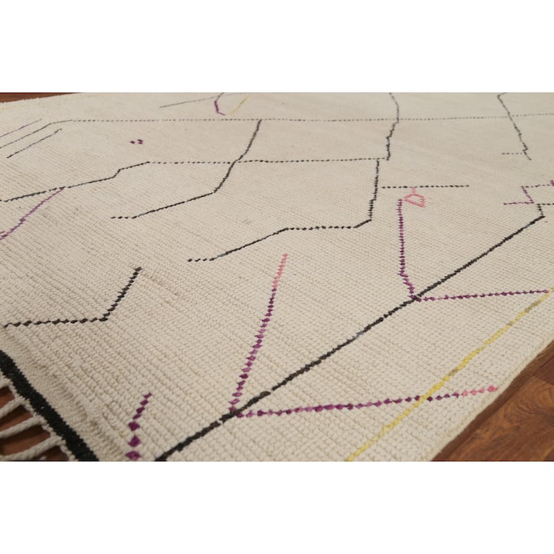 Moroccan Abstract Rug Hand-Knotted Contemporary Wool Carpet - 6'0"x 12'9"