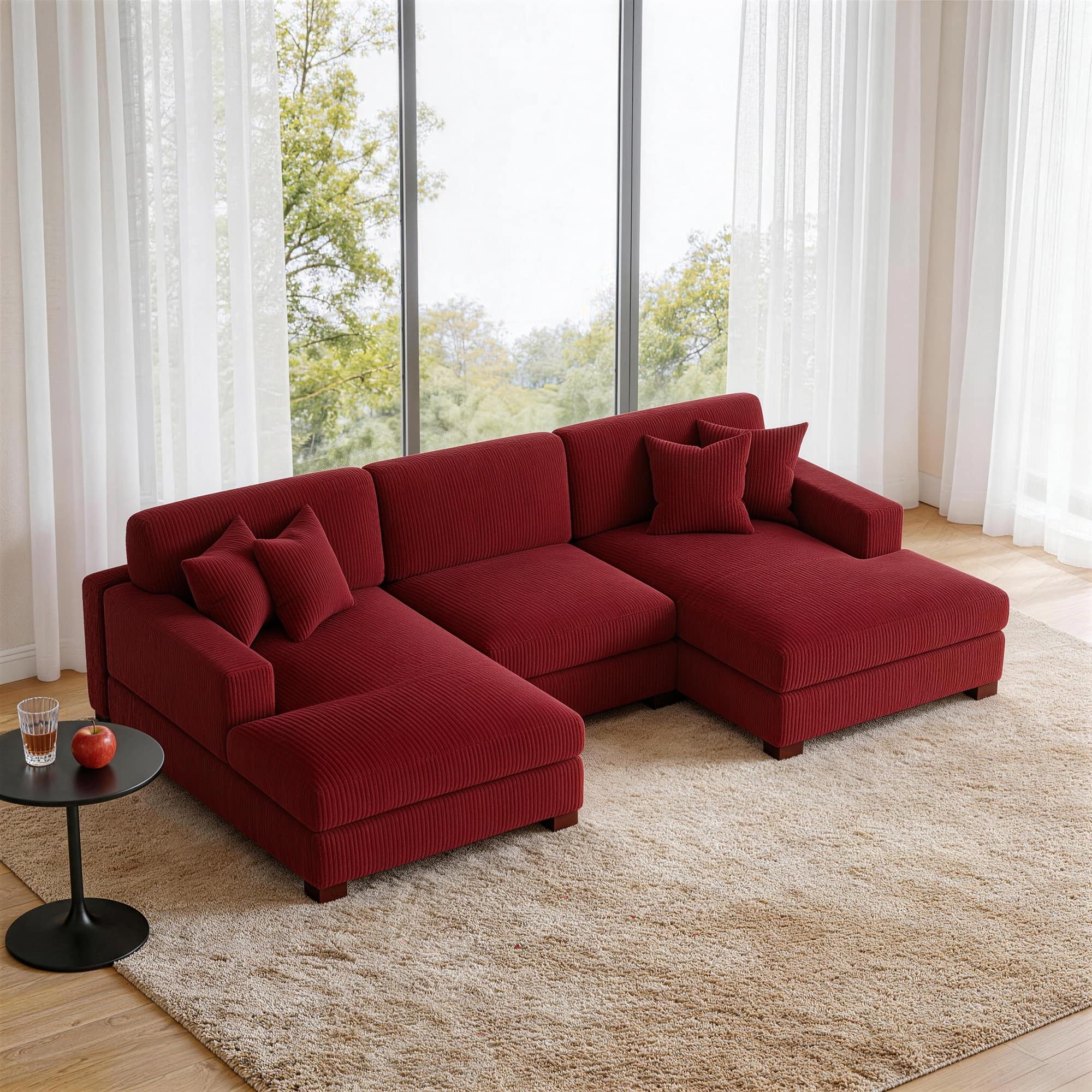 Option Red/2 chaise&armless chair