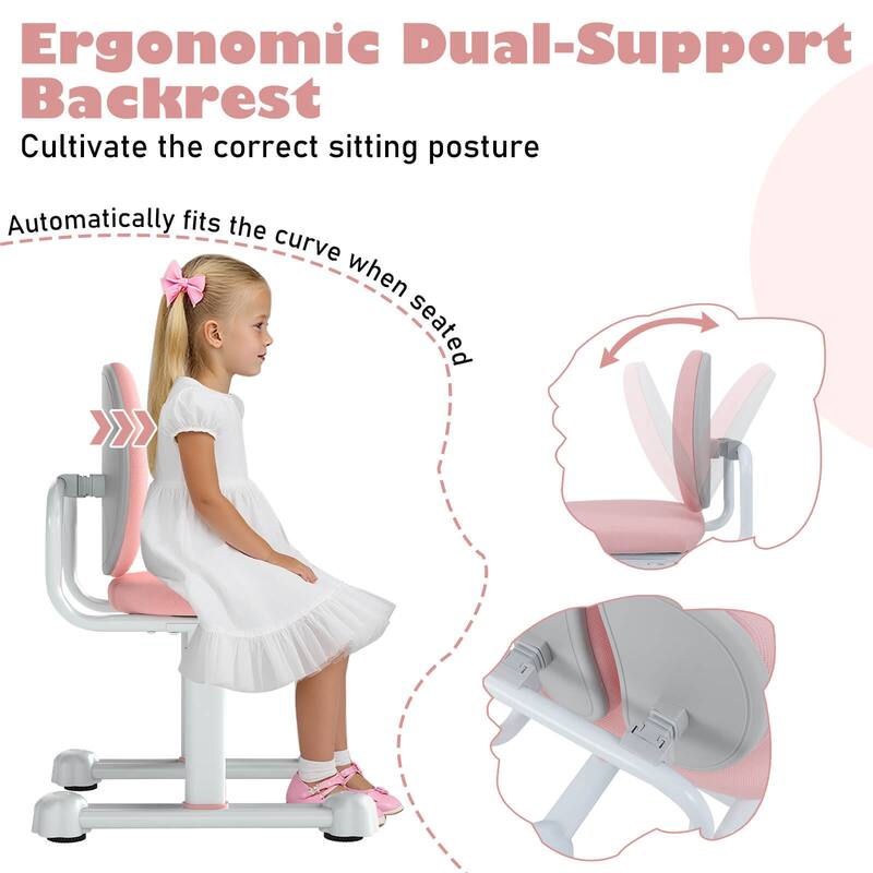 Costway Kids Desk Chair with Double Back Support Adjustable Height - See Details