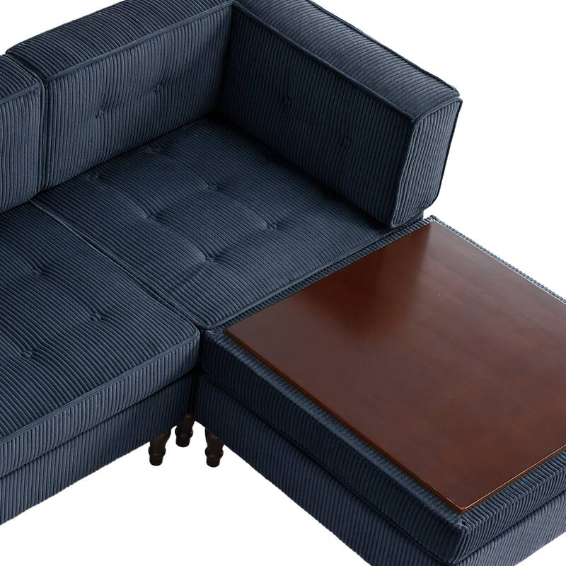 4-Piece 98" W Upholstered Modular Corduroy Sectional Sofa