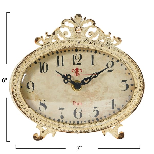 dimension image slide 2 of 4, Decorative Pewter Mantel Clock