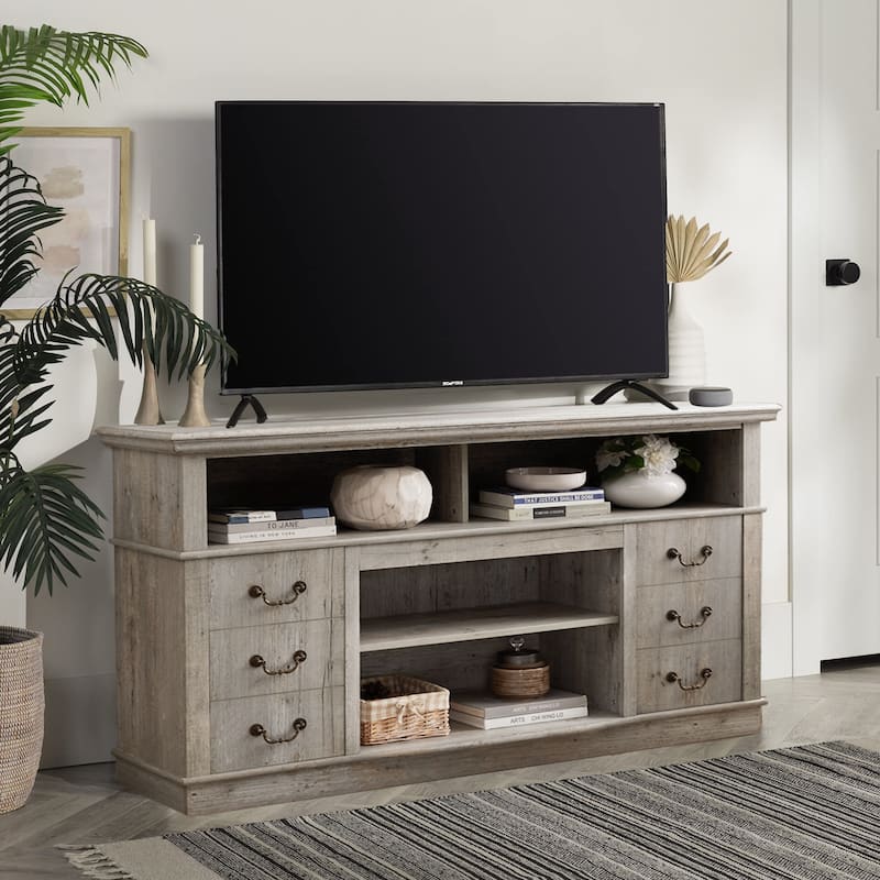 60"W Retro TV Stand Entertainment Center, 2 Cabinets&Open Shelves - 60"W*15.75"D*34.25"H