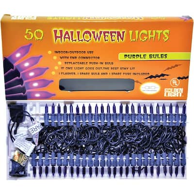 Mini Halloween Light Set - Purple - 50ct