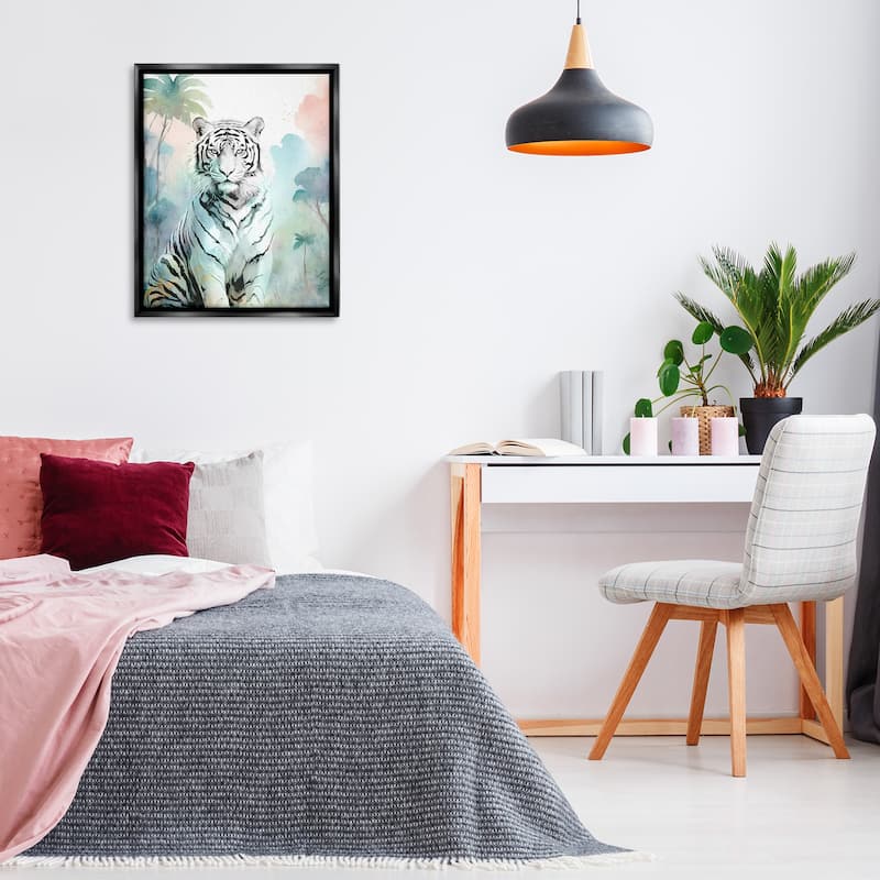 Stupell White Tiger in Jungle Framed Floater Canvas Wall Art Design By Kim Allen