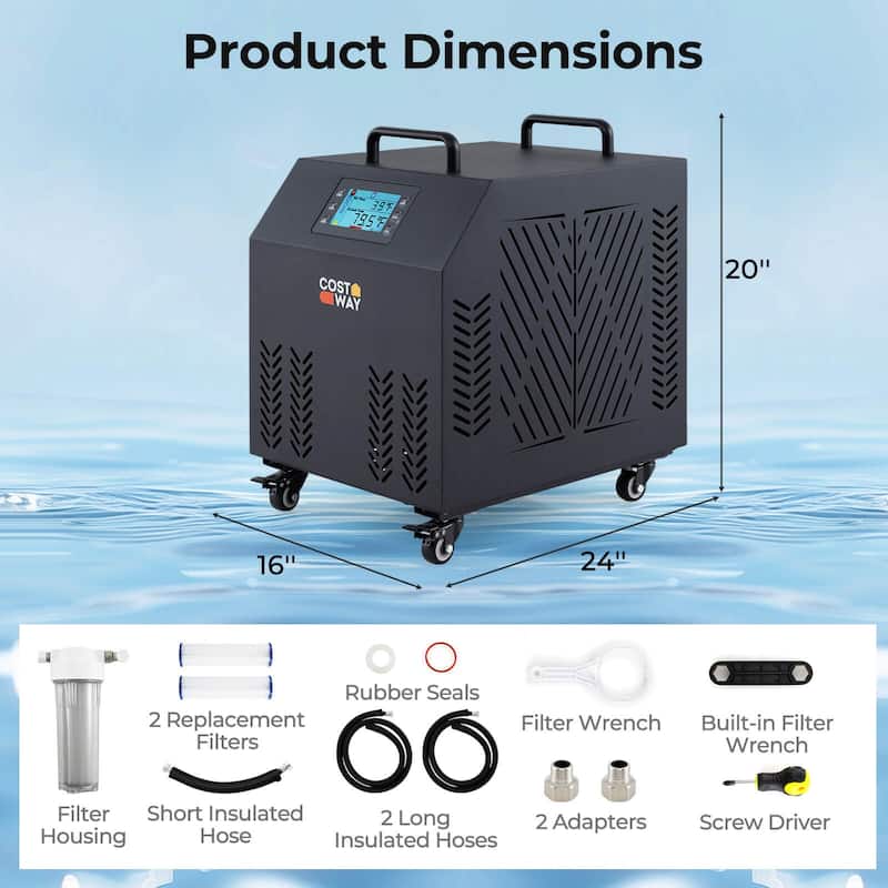 Costway Ice Bath Water Chiller with Universal Wheels Filtration System - See Details