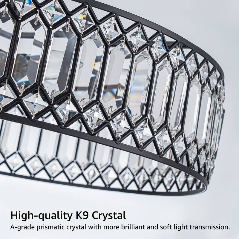 Starsky Luxury Crystal Drum Dimmable Semi Flush Mount Light