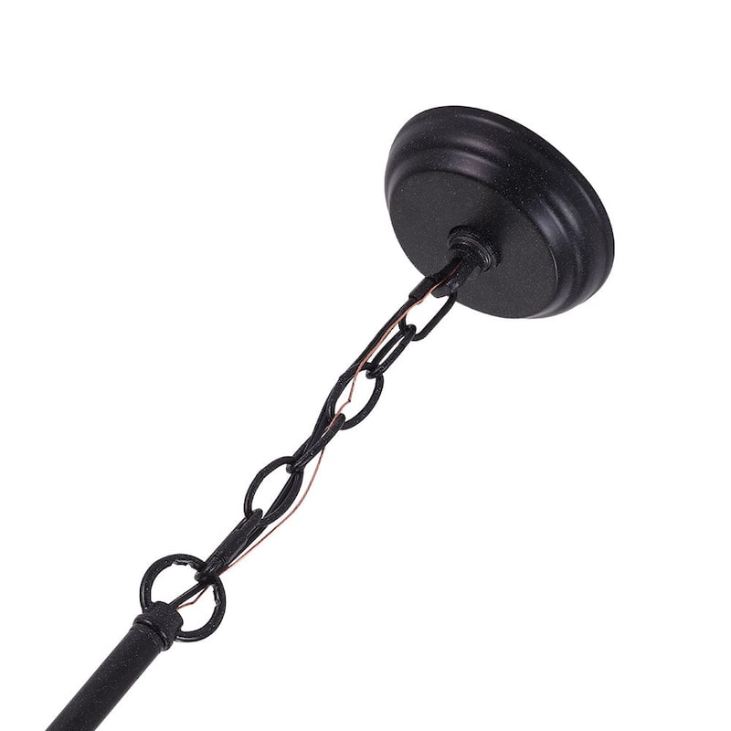 8-Light Minimalist Black Metal Candle Style Chandelier 25in