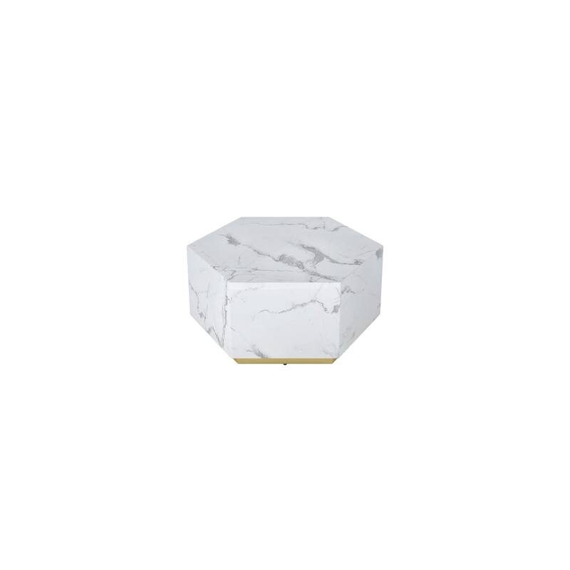 Hexagon MDF Coffee Table in White - White