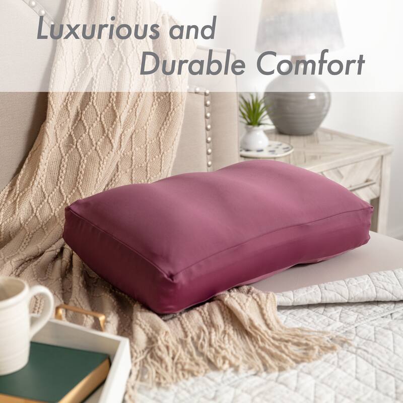 Premium Microbead Pillow, Anti-Aging, Silk like Cover, Burgundy Merlot