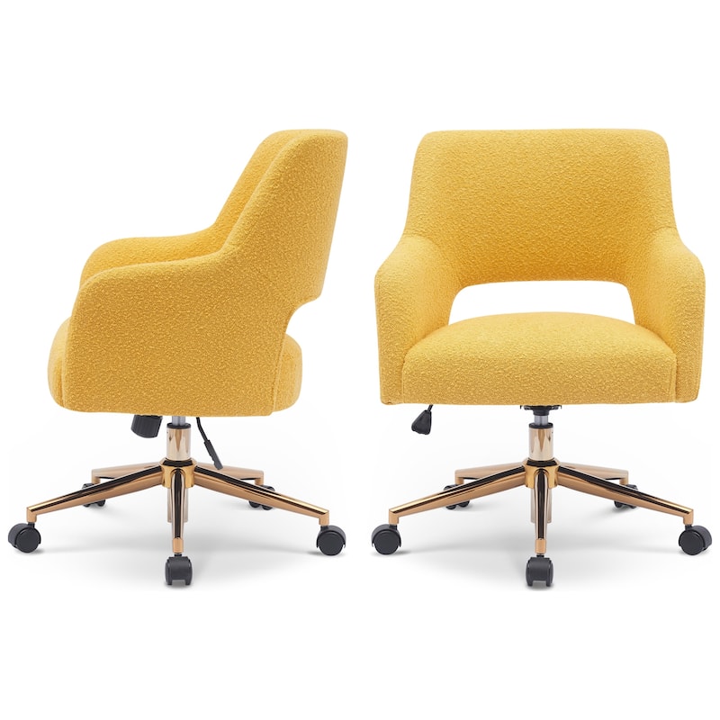 Boucle Upholstered Office/ Desk Chair - Swivel/ Adjustable Height (Set of 2)