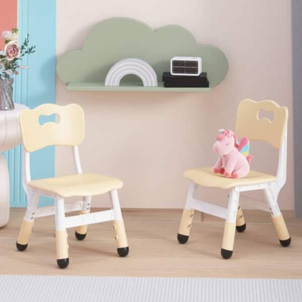 slide 2 of 16, 2pcs Height Adjustable Kids Chair for Children Age 2-8 Beige