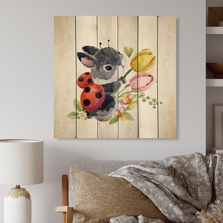 Designart 'Cute Cartoon Rabbit Forest Animal' Traditional Wood Wall Art ...