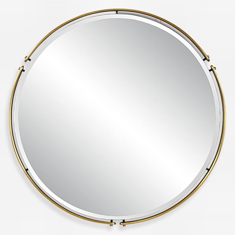 Uttermost 08216 Wesley 38-1/4" Diameter Circular Beveled Accent Mirror - Brass