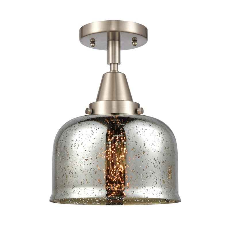 Innovations Lighting Caden Bell - 1 Light 8" Flush Mount - Silver Plated Mercury/Brushed Satin Nickel