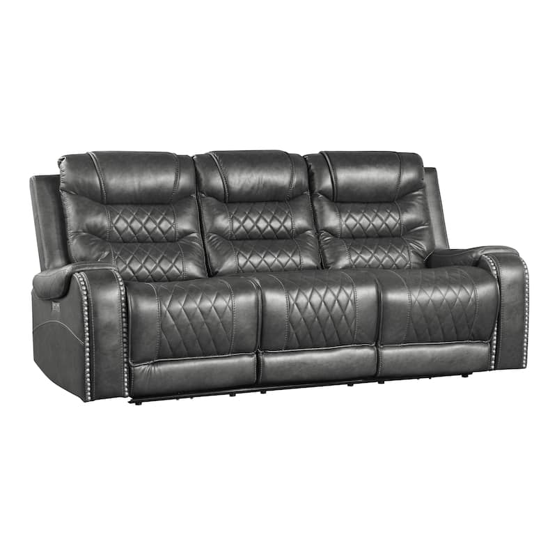Lenci Power Double Reclining Sofa - Grey