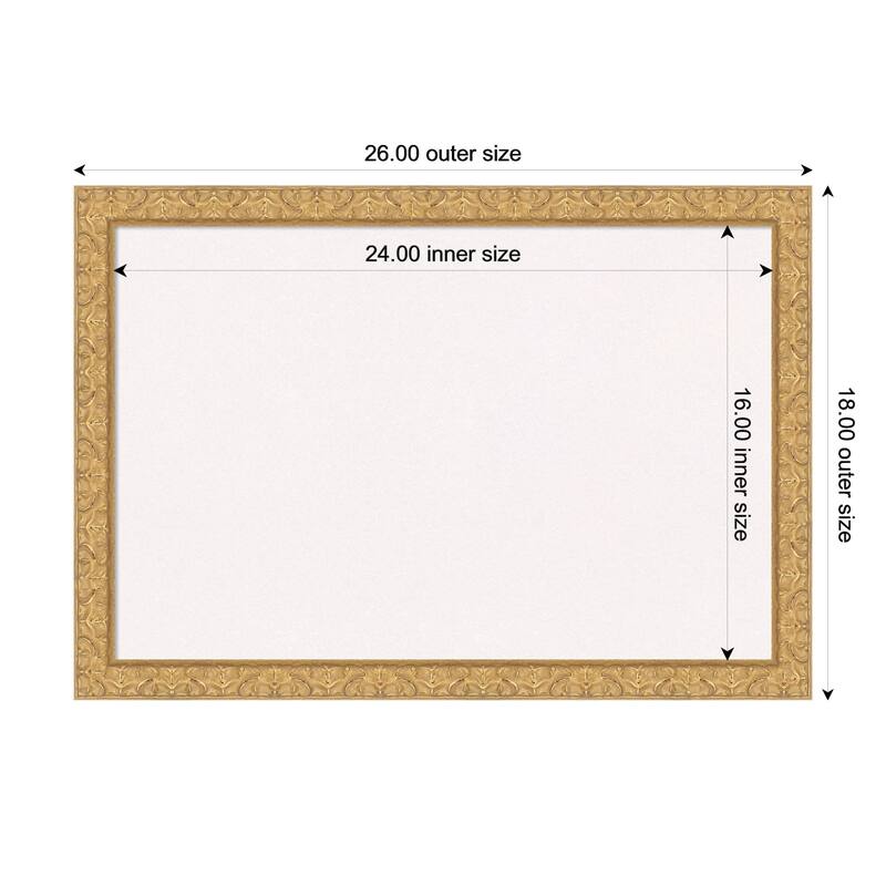 Lila Gold Wood Framed Cork Board - Bulletin Board, Organization Board, Pin Board - White - 26 x 18 in
