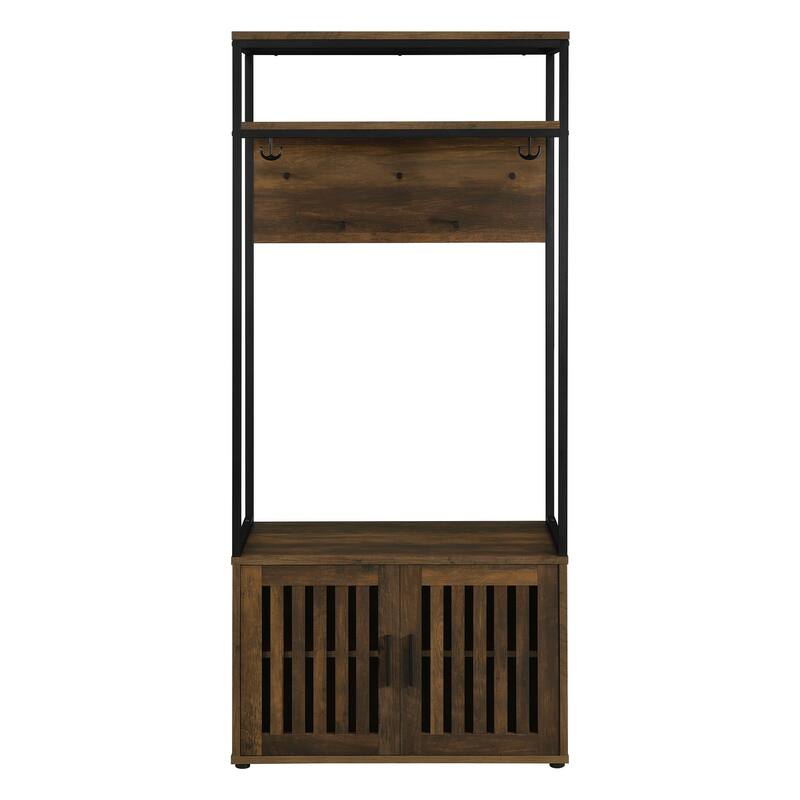 Cresida Dark Pine and Black 2-Door Hall Tree
