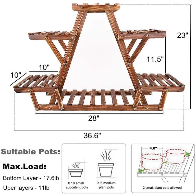 6 Tiered Triangle Wood Plant Stand Corner Flower Shelf Indoor Outdoor