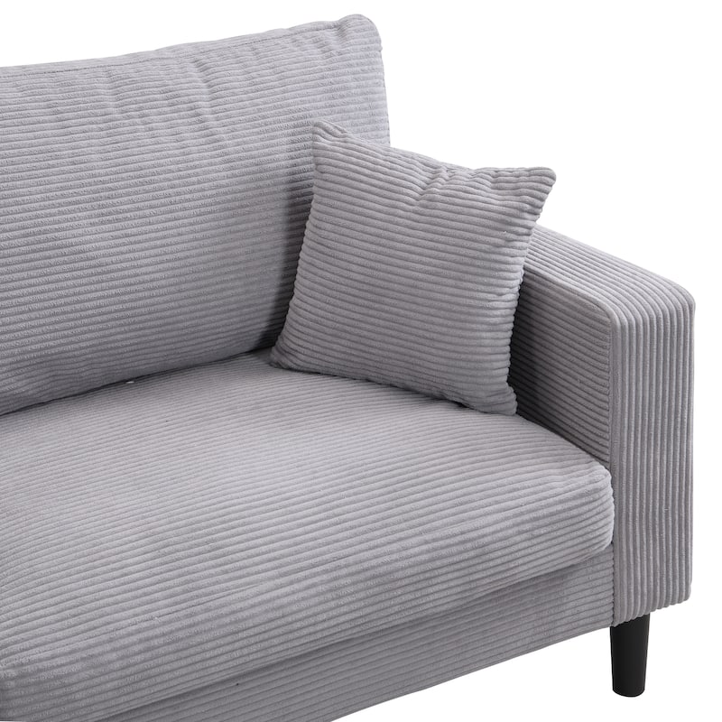 5-Seat Corduroy Sofa Set (3-Seater + 2-Seater) with High-Density Sponge Cushions & Sturdy Hardwood Frame