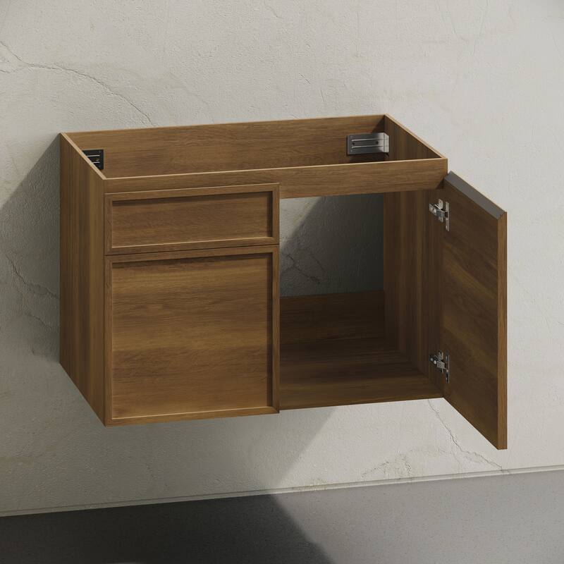 St. Tropez 30" Wall-Mounted Bathroom Vanity Cabinet Without Top In Brown Oak - 30