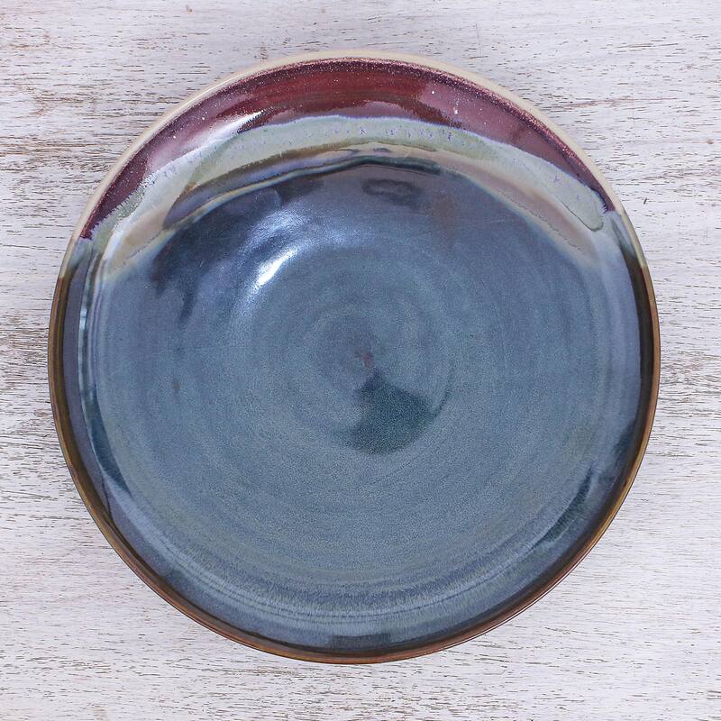 Novica Handmade Happy Harvest Ceramic Dinner Plate