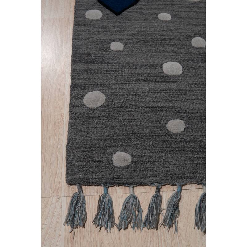 Home Decor EORC Hand-Tufted Wool Children's Rug, Gray Soft & Durable Area Rug for Adding Comfort and Playful Charm to Kids'