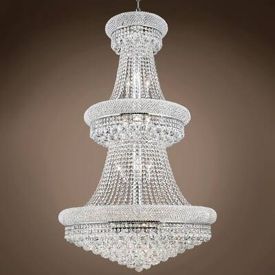 Bagel Design 32 Light 30" Chrome Chandelier With Clear Swarovski Crystals - 50.00