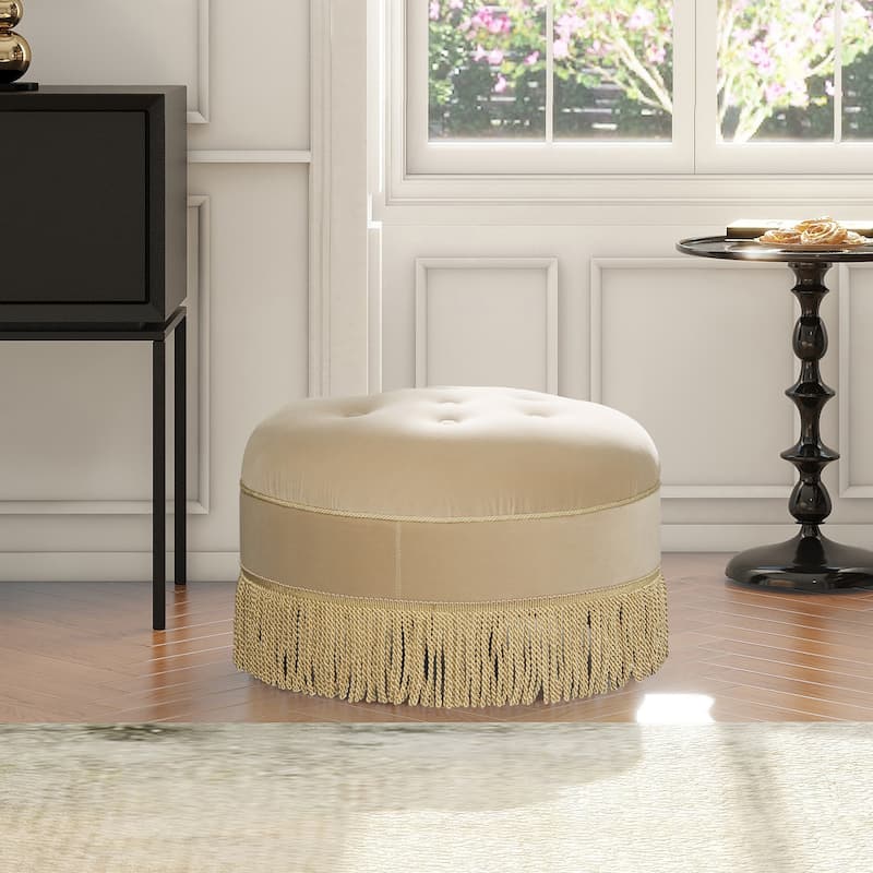 Yolanda 24" Upholstered Round Accent Ottoman