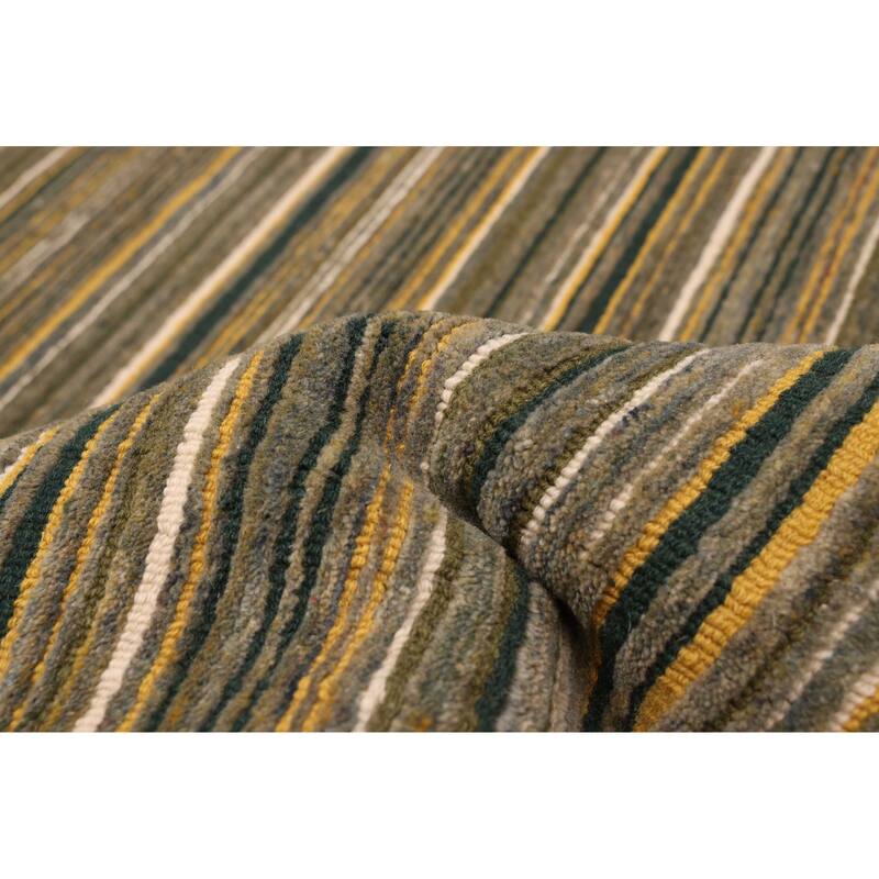 ECARPETGALLERY Hand Loomed Kashkuli Gabbeh Olive Wool Rug - 6'8 x 9'8