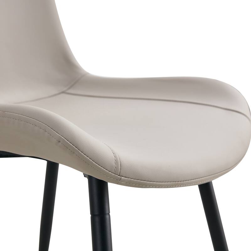 48.4" 5-Piece Sintered Stone Dining Table Set with 4 PU Chairs, Curved Widened Cushions, Pandora Patterned Rock Slab Desktop