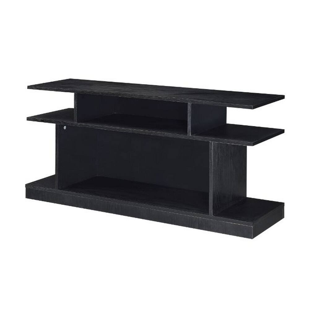 Sofa Table with 2 Open Compartments and Extended Sides, Black