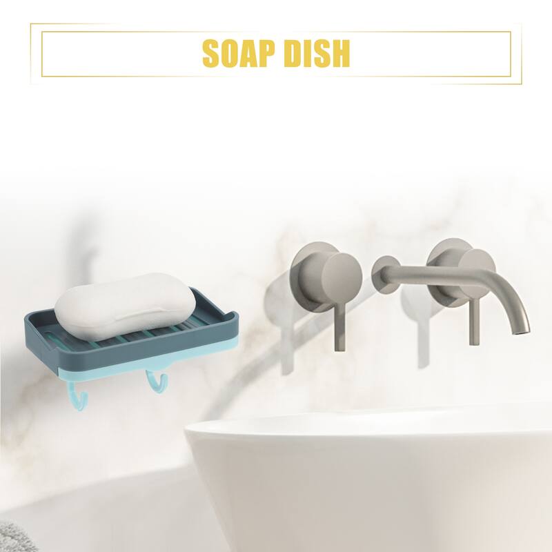 2 Pcs Wall Mounted Soap Dish Soap Box Soap Holder for Bathroom - Purple, Blue