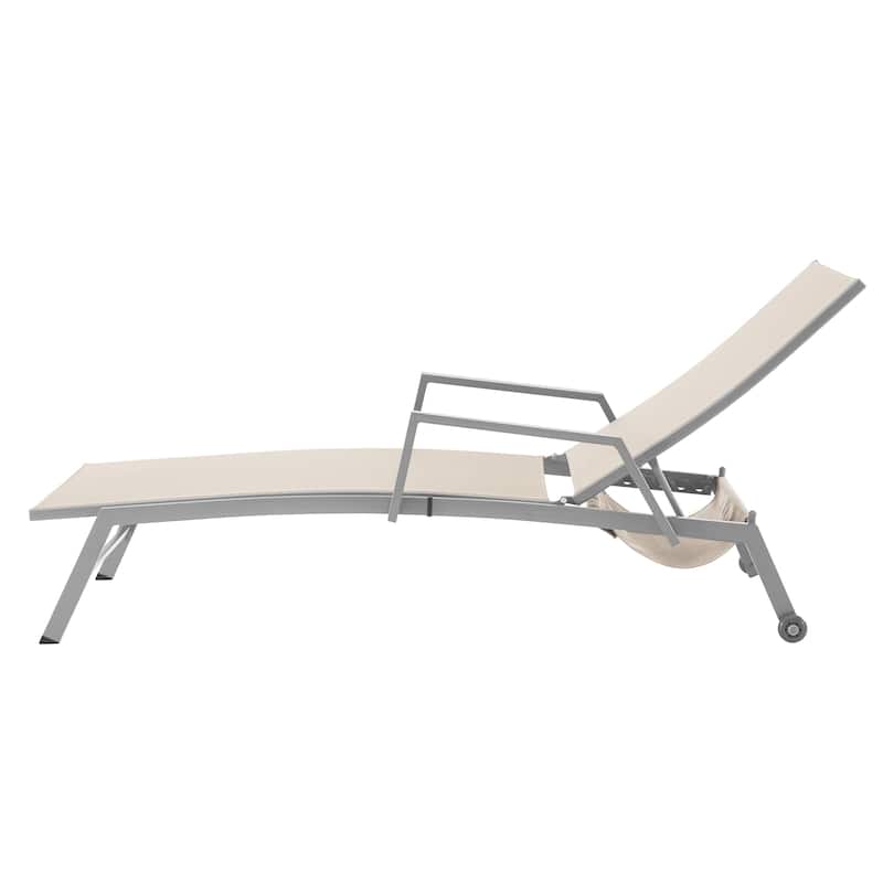Corvus Sorrento Outdoor Sling Fabric Adjustable Chaise Lounge with Arms