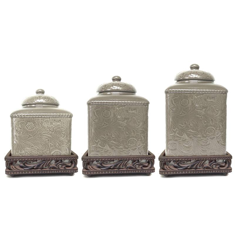 HiEnd Accents Savannah Canister & Base Set, 3PC