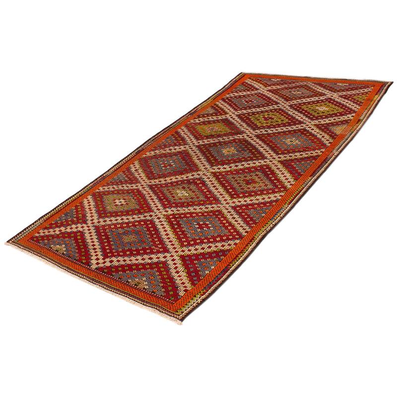 ECARPETGALLERY Flat-Weave Yoruk Red Wool Kilim - 5'10 x 11'11