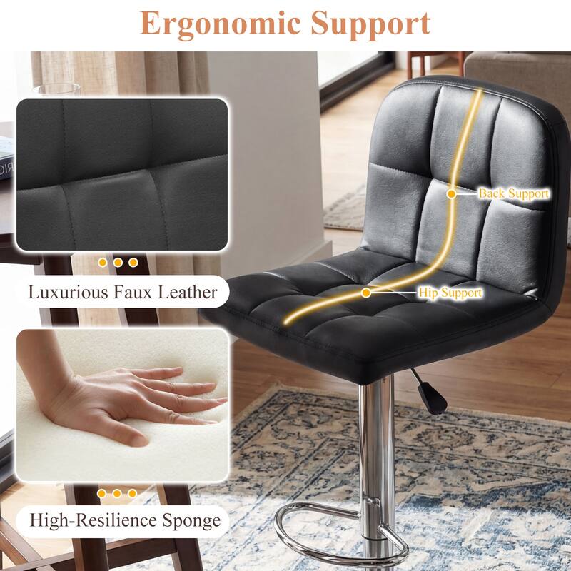 Gymax Swivel Bar Stools Set of 2 w/ Backrests Footrests & Metal Base