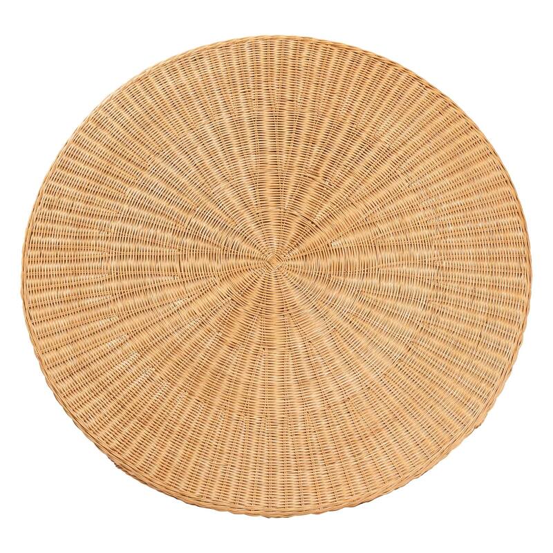 Amaya 5-Piece Round Rattan Dining Set - Handwoven Wicker Pedestal Table and 4 Barrel Chairs, Boho Coastal Style
