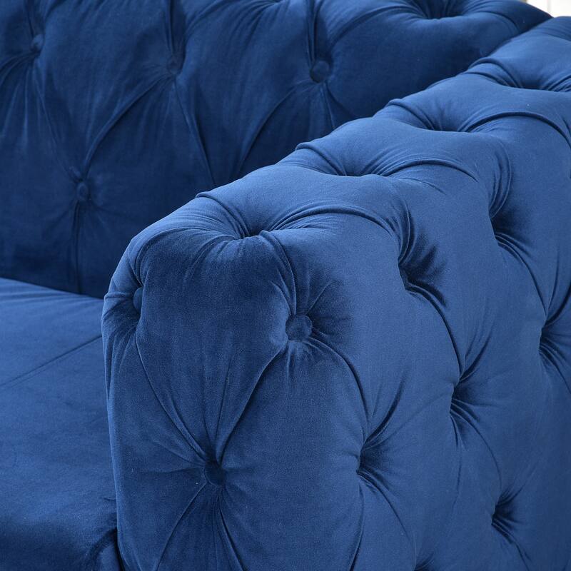 Stylish 3-Seat Sofa with Pocket Spring Cushions & Diagonal Iron Legs - Contemporary Couch