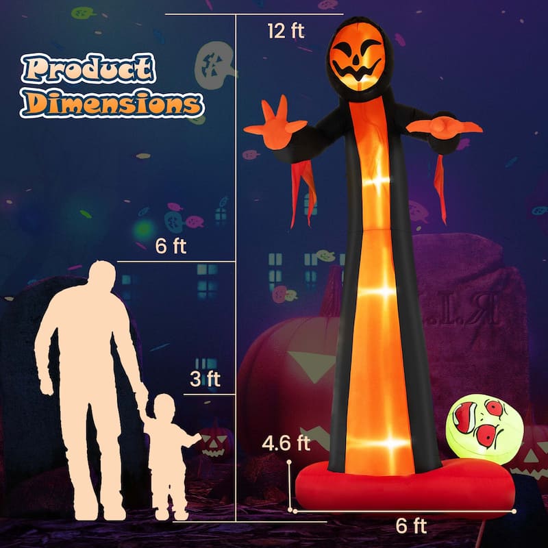 Costway 12 FT Inflatable Grim Reaper Ghost Large Halloween Inflatables - See Details